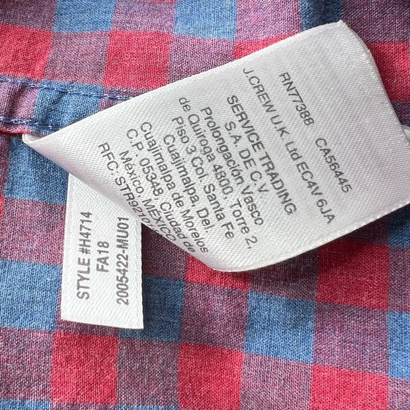 J. Crew Red & Blue Buffalo Check Plaid Slim Fit Long Sleeve Button Down Shirt XL - Picture 10 of 12